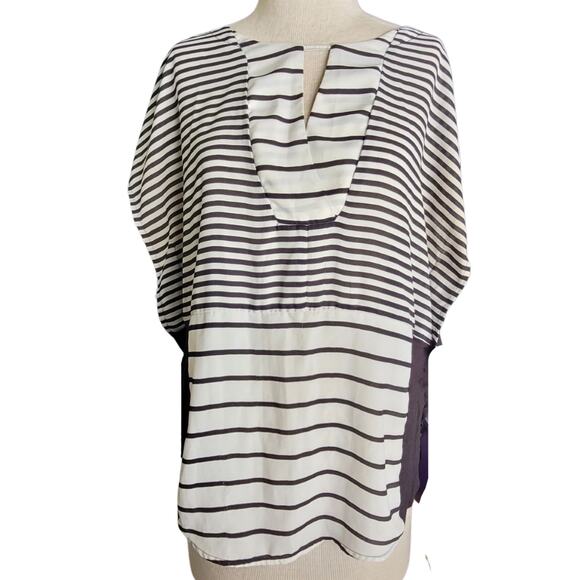 Anthropologie One September Black White Striped Blouse Size Small - Picture 1 of 6